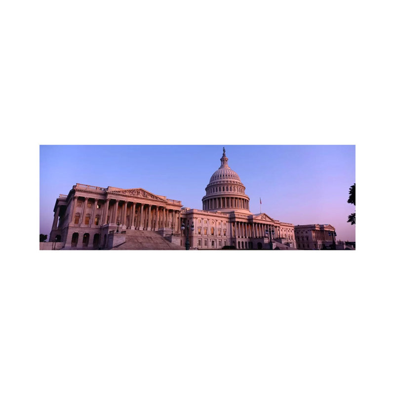 Low Angle View Of A Government Building, Capitol Building, Washington DC, USA - Wrapped Canvas Panoramic Print