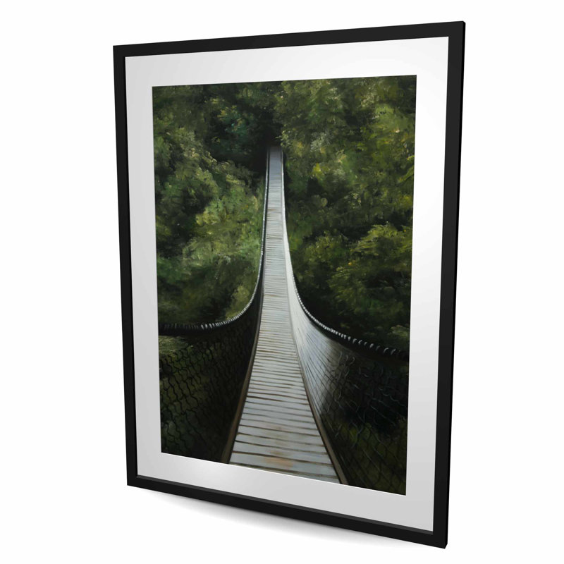Pont suspendu dans la forêt - impression de chambre à coucher de paysages