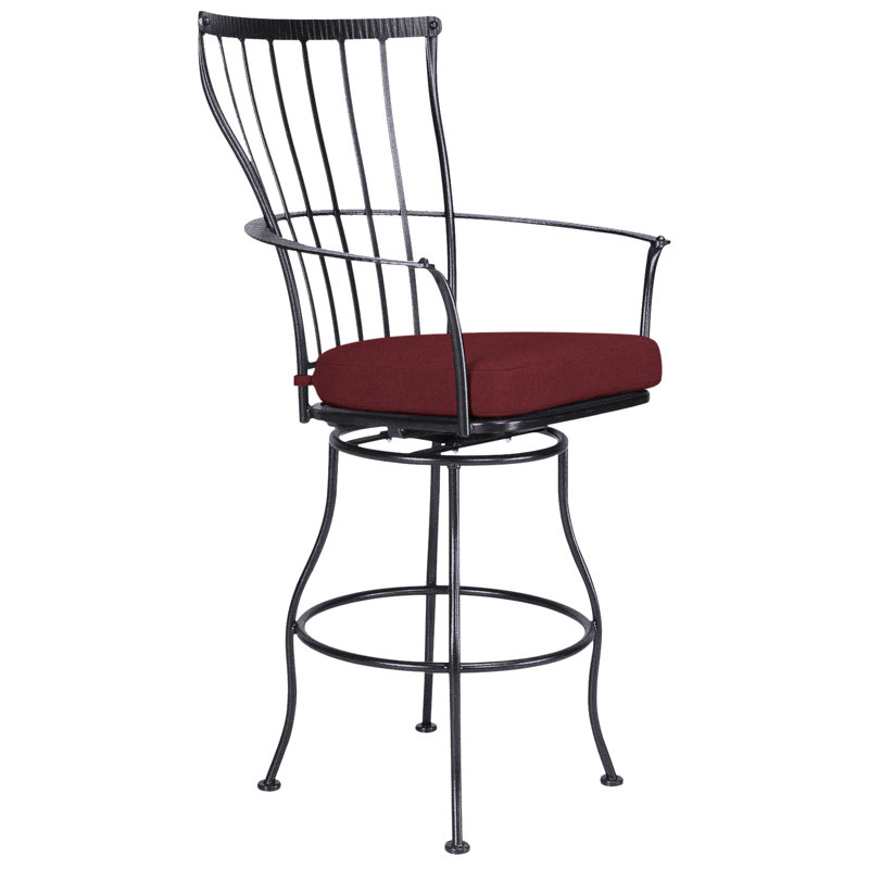 Monterra Outdoor Swivel Bar Stool, Graphite, Alcazar Redwood, 27.25''