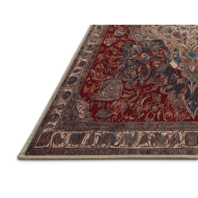 Machine Washable Brown Area Rug, Round 6'