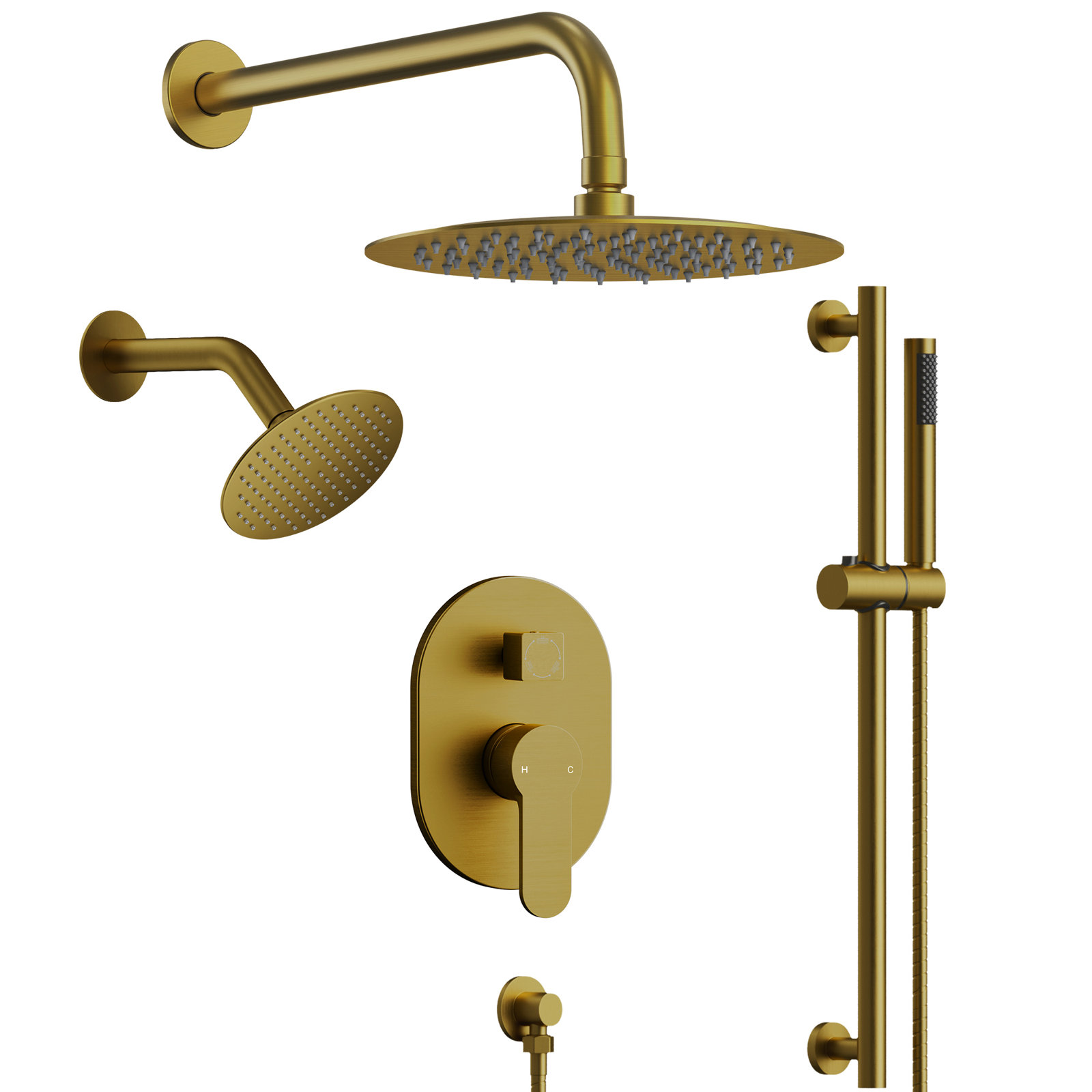 10" Dual Showerhead System with Handheld, Brushed Gold