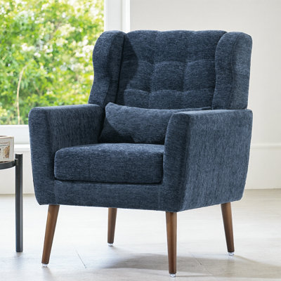 Chaise d'appoint moderne en tissu Teddy, fauteuil de salon moelleux avec pieds en bois massif, chaise de lecture d'une capacité de 275 lb pour le salon et la chambre à coucher