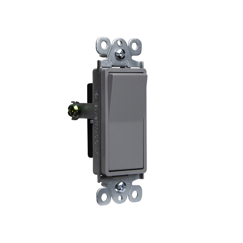  Enerlites 15 Tamper Resistant Single Pole Rocker Light Switch - Gray, Gray