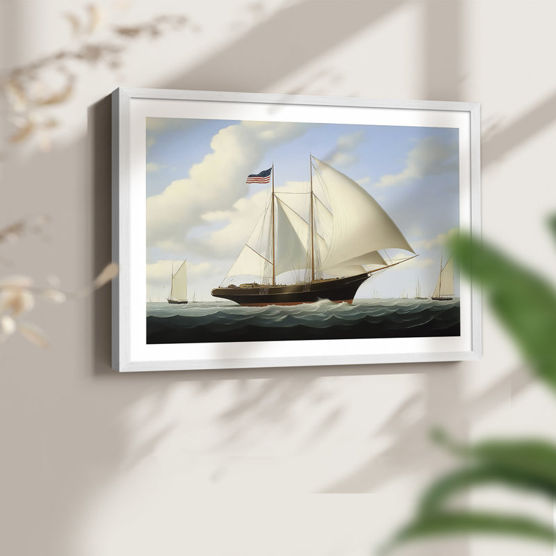 Série nautique-ICI - impression encadrée - réarmable, H 11 po x l 14 po, Blanc