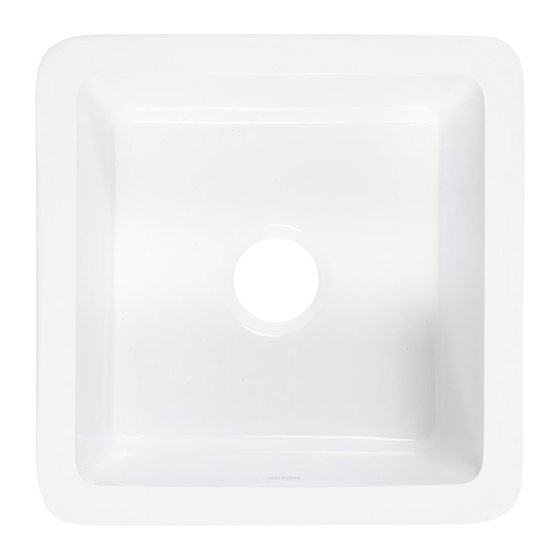 Eden Crisp White Fireclay 18" Single Bowl Undermount Kitchen Sink with Drain