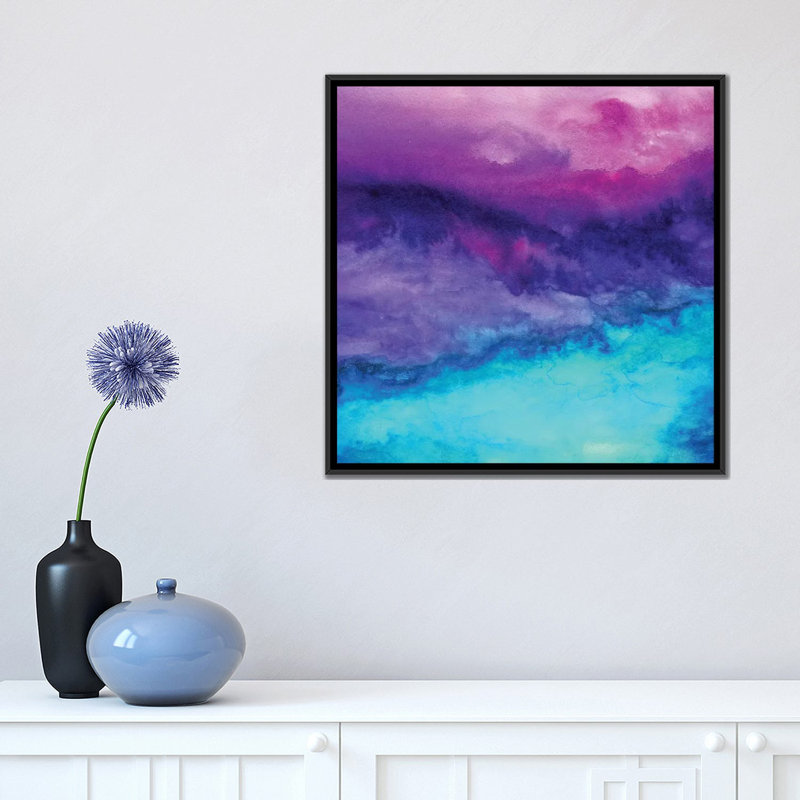 " The Sound " by Jacqueline Maldonado, 18" H x 18" W x 1.5" D, Black Floater Framed Canvas, No Mat