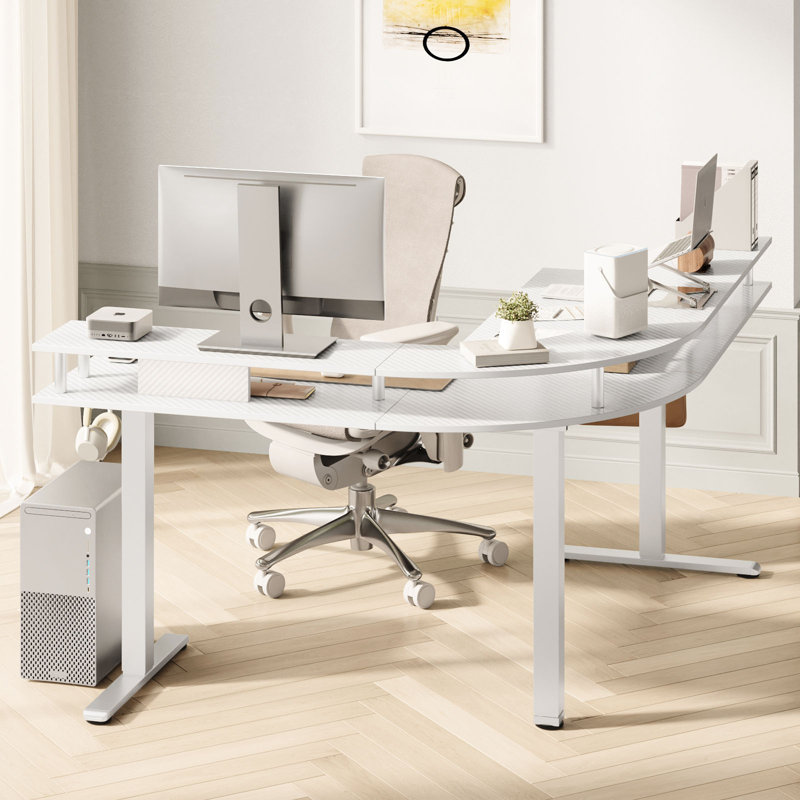 Nedyo 62.99'' L Shaped Standing Desk Adjustable Height Large Gaming Desk with Monitor Stand