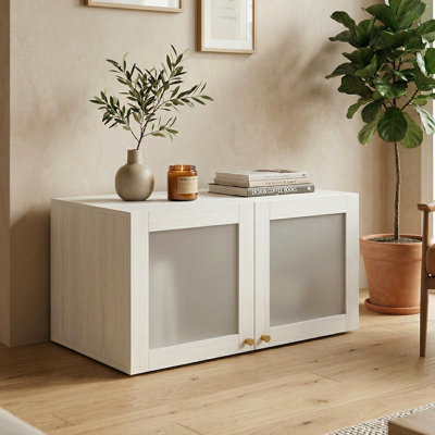 Armoire de rangement moderne à 2 portes avec verre givré
