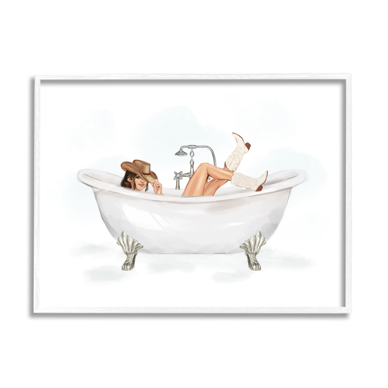 «Cowgirl in Bathaign» par Ziwei Li, reproduction d'art sur toile, Giclée encadrée blanc bord de mer