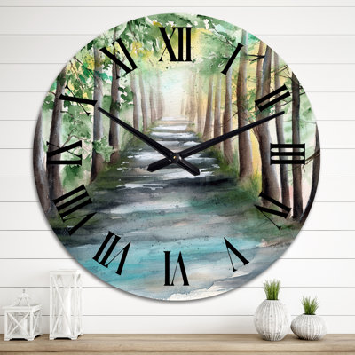 Horloge murale traditionnelle A A Sunlit Forest Alley