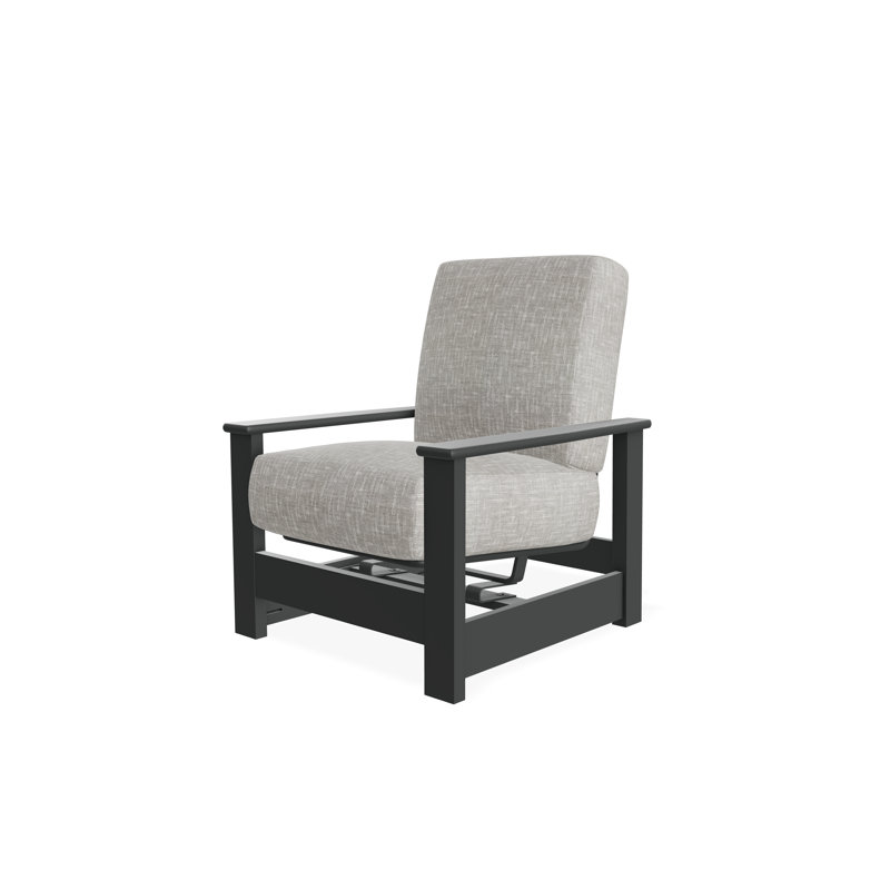 Leeward Marine Grade Polymer Deep Seating Cushion Arm Chair with Hidden Motion, Graphite, Hither Pewter