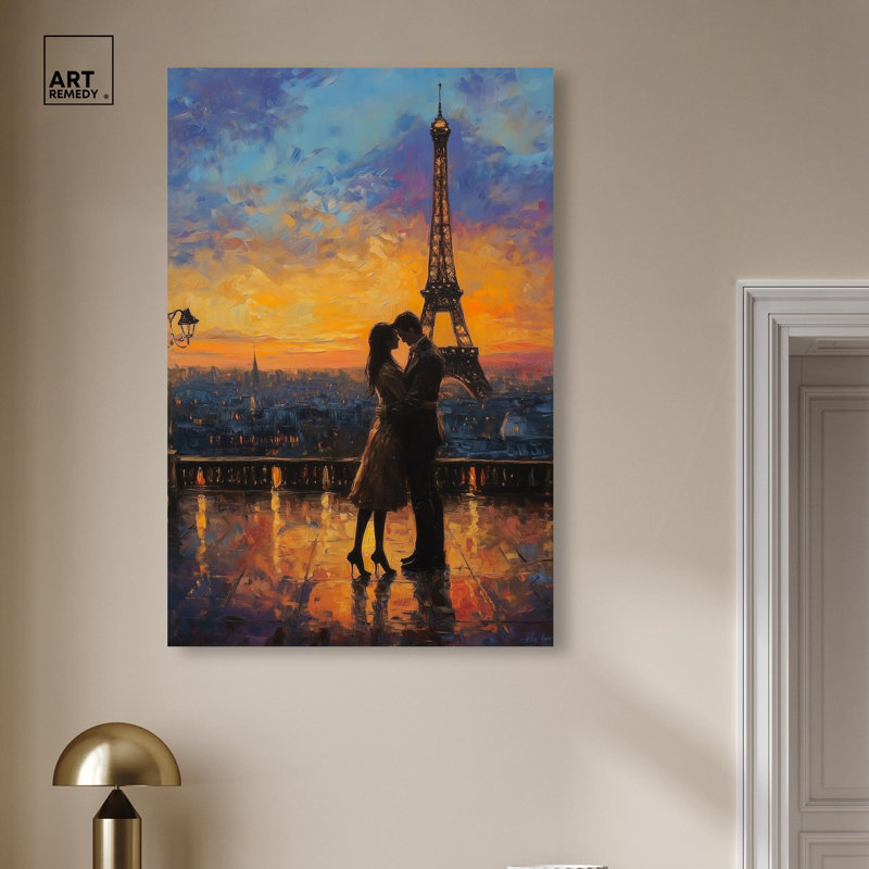 Toile romantique Tour Eiffel par Art Remedy, H 30 po x l 20 po, Toile tendue, Toile tendue