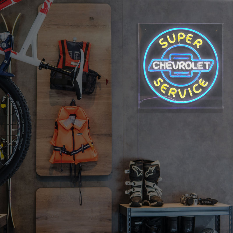 Chevrolet Super Service Blue and Yellow Acrylic LED Sign