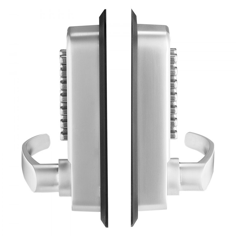 Serrure de porte mécanique sans clé, serrure mécanique à 14 touches, serrure à clavier mécanique avec poignée, serrure de portail étanche double face en acier inoxydable, couleur argent