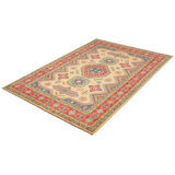 Tapis de zone en laine rouge/beige/brun 6 pi 8 po x 9 pi 9 po à la main-of-a-kind noué la 2010 Brosh