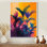 Rose, orange, tropical, tentation, oiseau de paradis - palmiers et palmiers, art mural