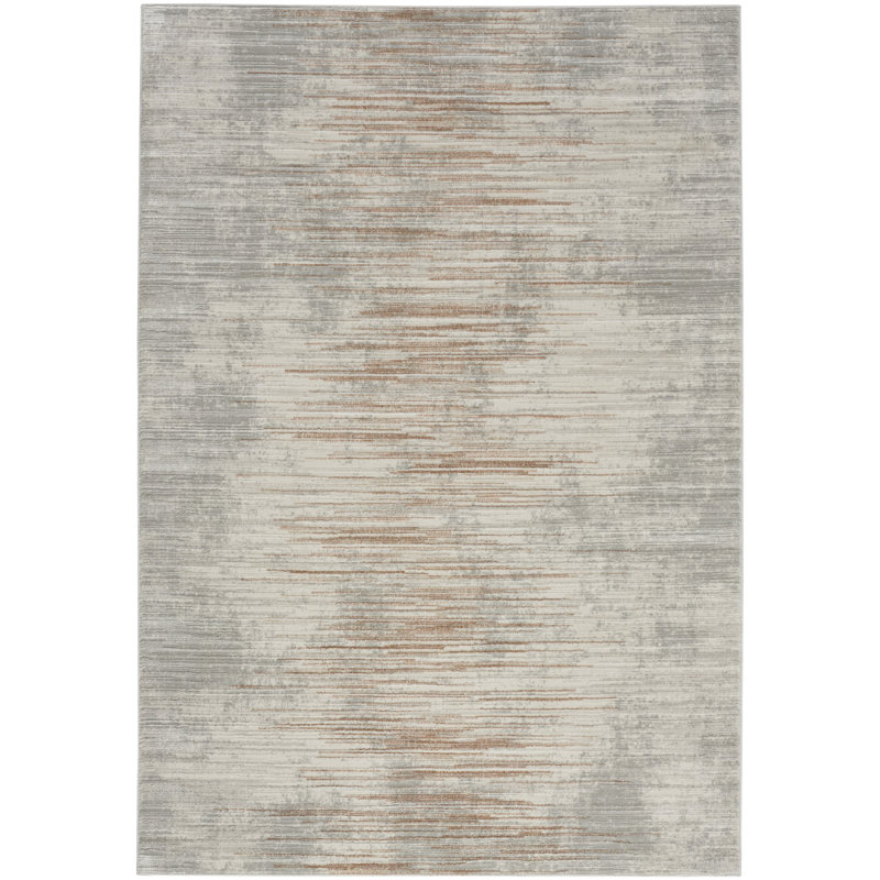 17 Stories Ihuoma 7'10" x 9'10" Ivory Grey Modern Indoor Rug