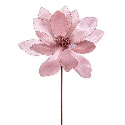 Kimura 22" H Glitter Poinsettia Stem (Set of 4) 