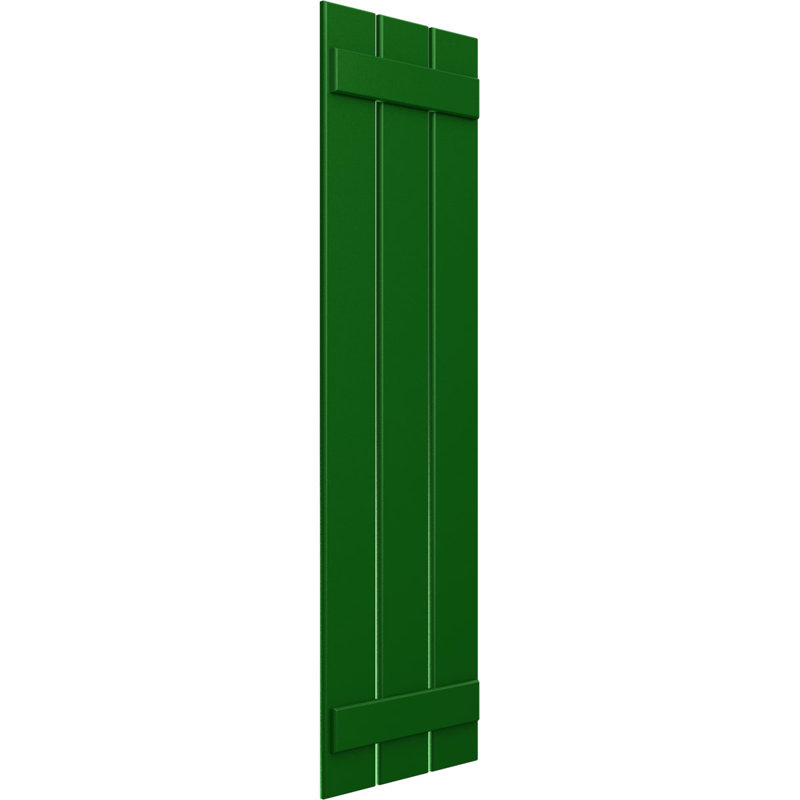 Volets en PVC True Fit à trois planches espacées, Vert viridien, H 45 po x l 17,125 po x P 0,625 po