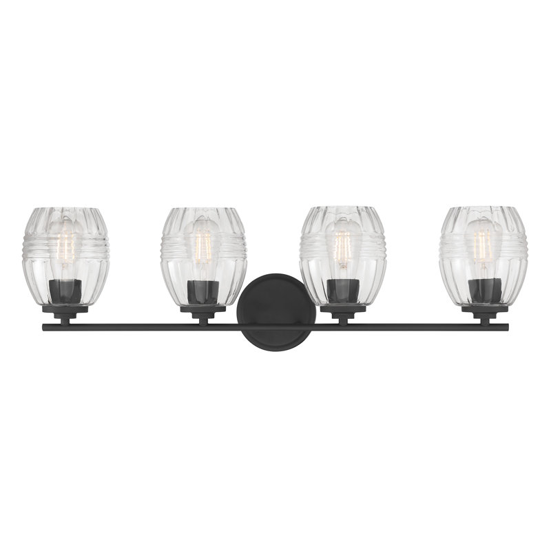 Ensemble de meuble-lavabo 4 lumières 30,5 po Amarye, Noir, H 8,75 po x l 30,5 po x P 7,5 po, Quatre lumières