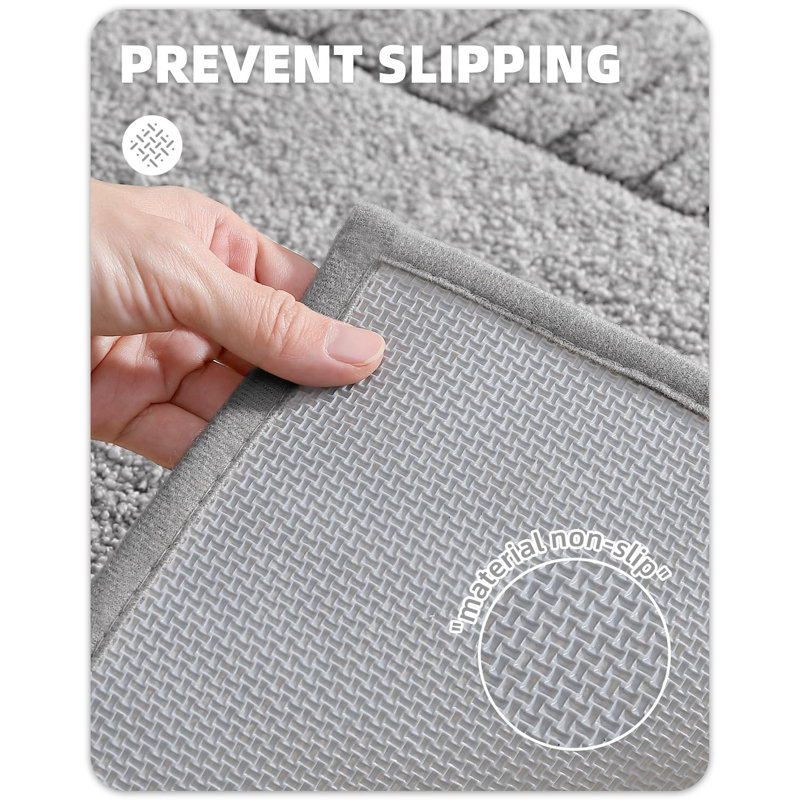Tapis pour salle de bain, L 24 po x L 43 po, Gris clair