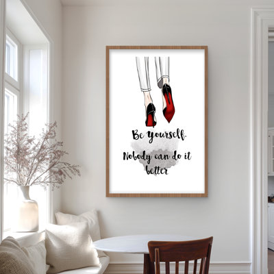 Be Yourself - Woman Red Framed Matted Print for Home Decor