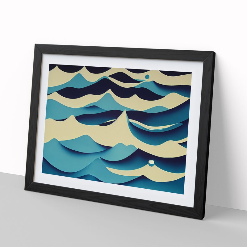 Abstract Ocean Wave Vol.3 - Single Picture Frame Print, 46cm H x 64cm W x 2cm D, Black