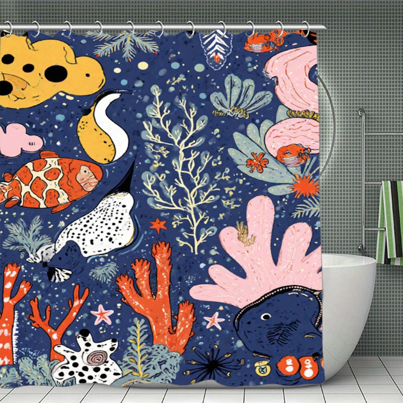 Rideaux de douche Créatures sous-marines et coraux, 71 x 71