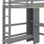 Lit mezzanine double en bois pleine grandeur avec poste de travail sous le lit et étagères polyvalentes-649224094