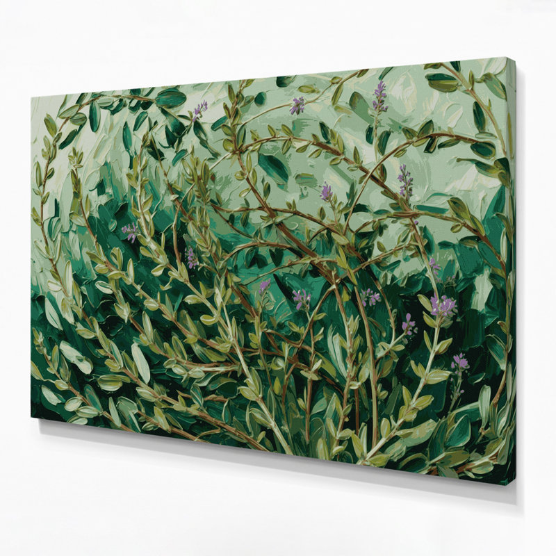 Art mural sur toile vert thym botanique