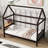 Twin Size House Bed With Roof Design, Solid Wood House Bed With Headboard And Footboard-1370164289