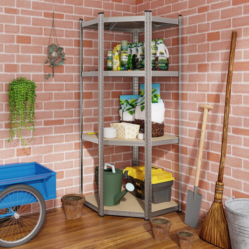 Ekanta 100cm W Metal Shelving Unit, White/Natural
