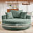 Green 360° Swivel Round Accent Chair, Compression Barrel Sofa Chair with 3 Removable Pillows, Upholstered Leisure Swivel Chair for Indoor Home, Office & Hotel Use-359497696
