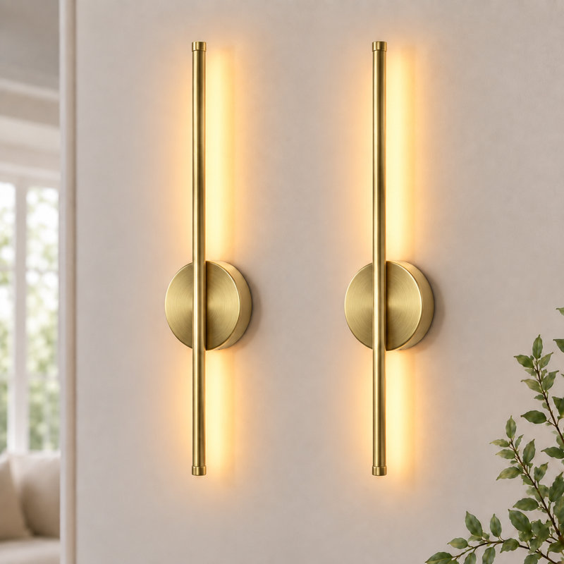 LED Battery Powered Armed Sconce, Gold