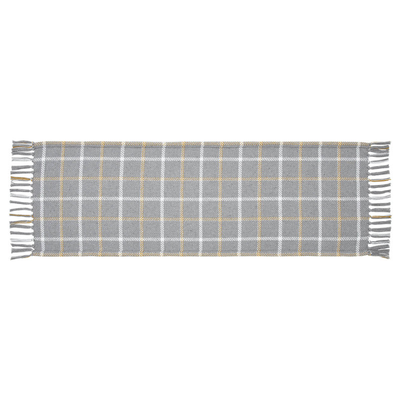 Harvest Blessings Charcoal Gray Plaid Cotton Table Runner 12x36