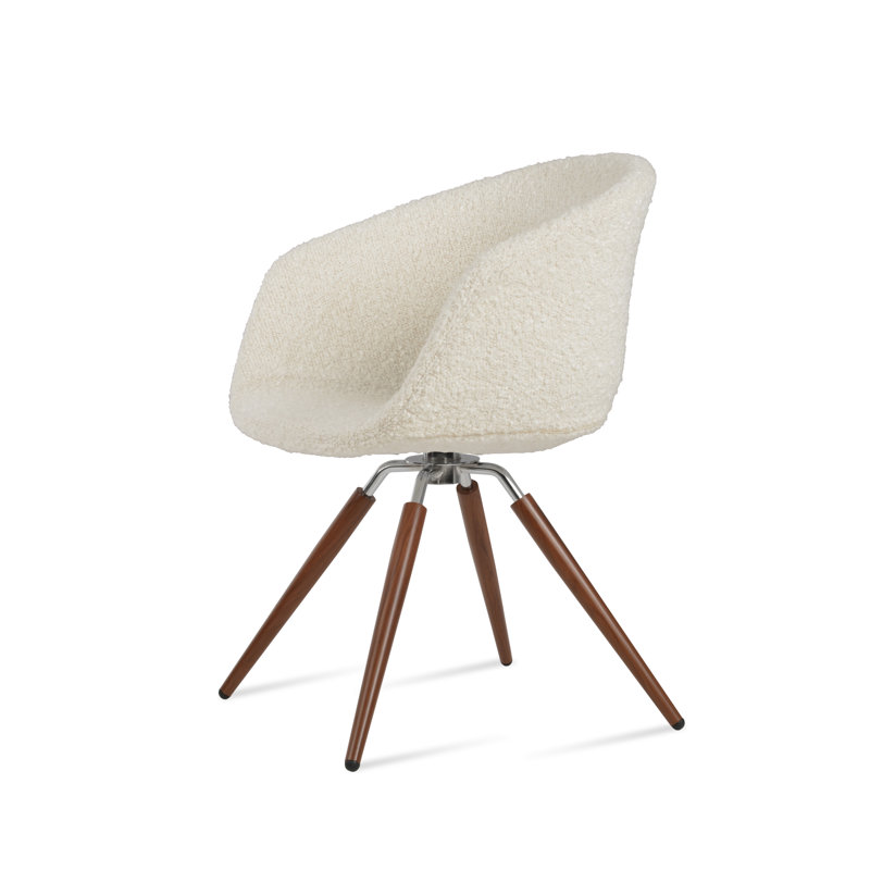 Fauteuil Tribeca, Blanc cassé, Noyer / Chrome