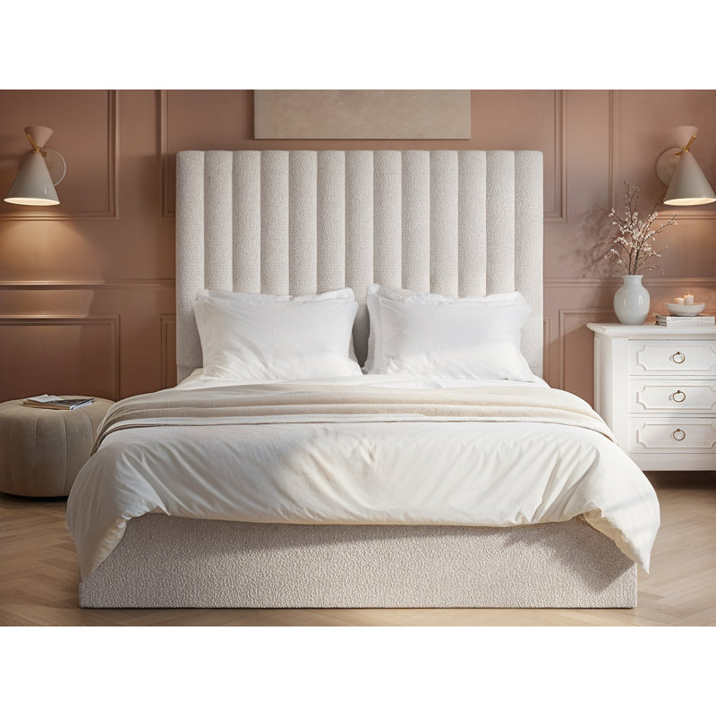Upholstered Boucle Ottoman Bed, Kingsize