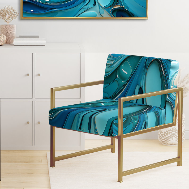 Chaise d'appoint rembourrée Blue Fluid Grind II, Doré