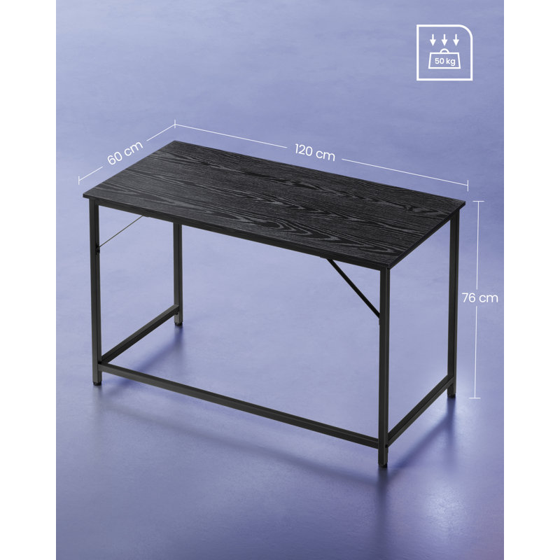 Alaeyah Metal Base Computer Desk, Black, Black