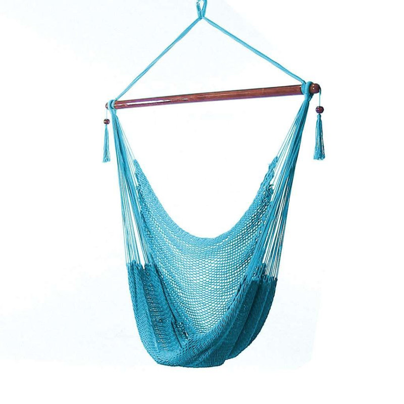 Chaise hamac suspendue avec corde en polyester filé doux Plummer - Bleu, Bleu