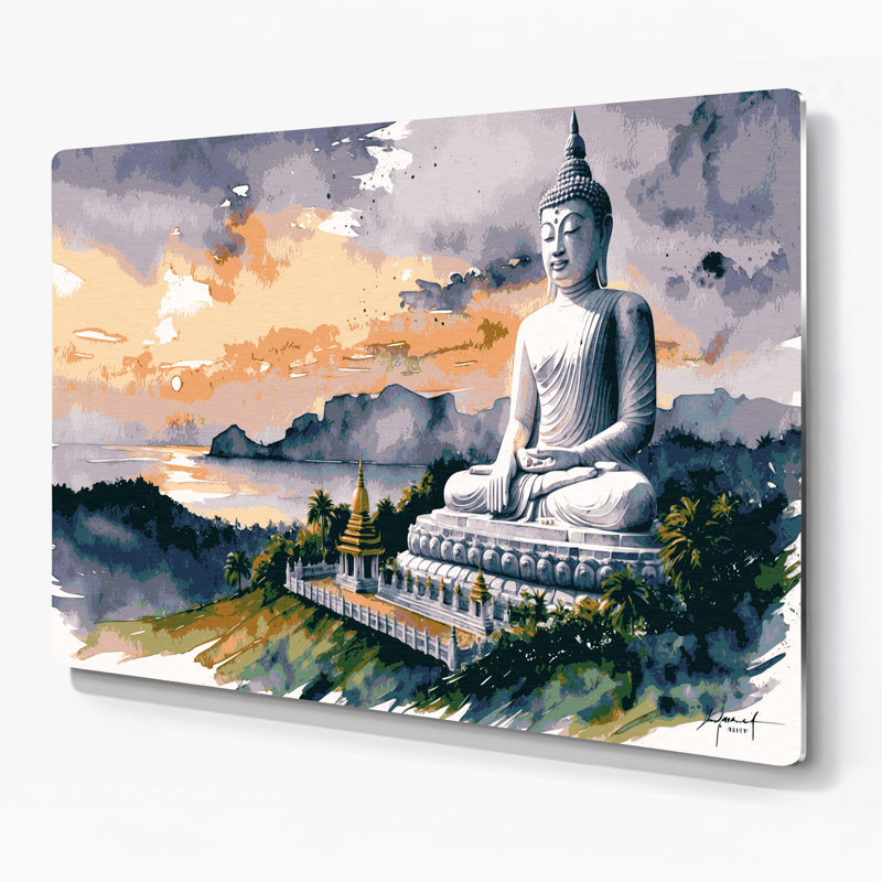 Art mural en métal Beige, cités, villes, Thaïlande, H 288 po x l 432 po x P 0,05 po