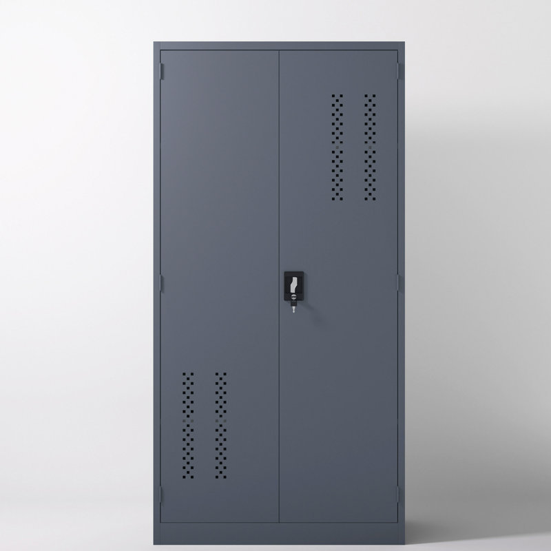 Metal Garage Storage Cabinet With 2 Doors And 4 Adjustable Shelves, 71.96" Steel Lockable File Cabinet With Pegboard Interior, Suitable For Home Offices, Garages, Gyms, Schools