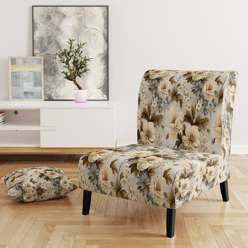 Rustic Victorian Brocade Victorian Pattern - Upholstered Floral Accent Chair Cottage Side Chair