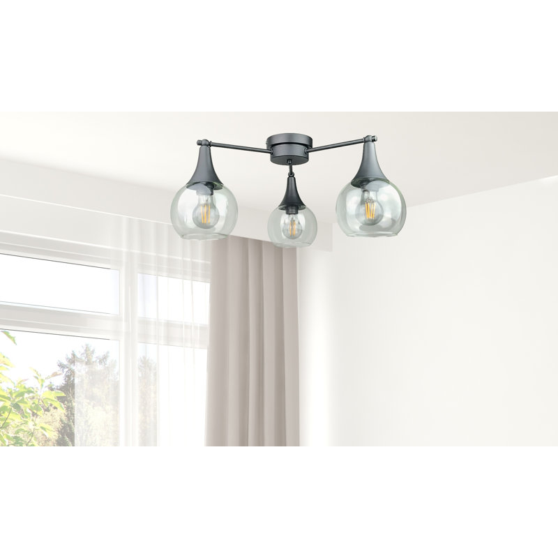 Bornaman Glass Semi Flush Mount, Grey