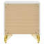 Table de chevet 2 tiroirs en bois avec poignées en métal blanc et or