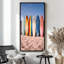 «Rainbow Surfboard on Sand with Blue Sky Coastal Summer», reproduction d'art sur toile encadrée-126313758-126313760