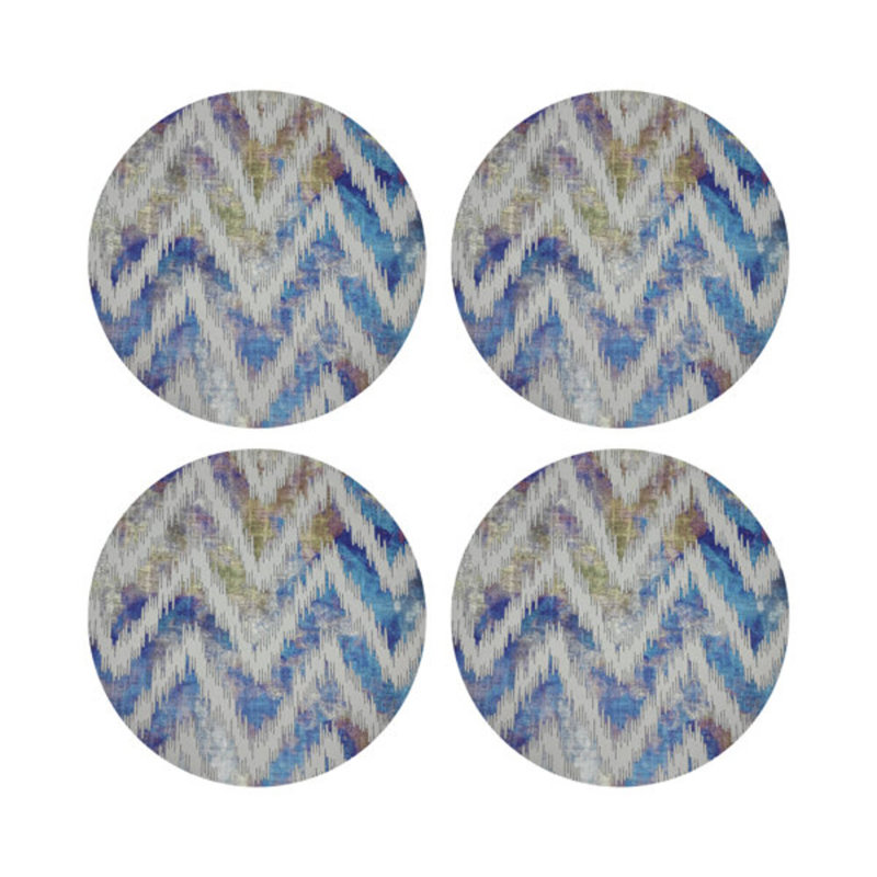 Chevron Coast Vegan Leather Round Coasters, Coast