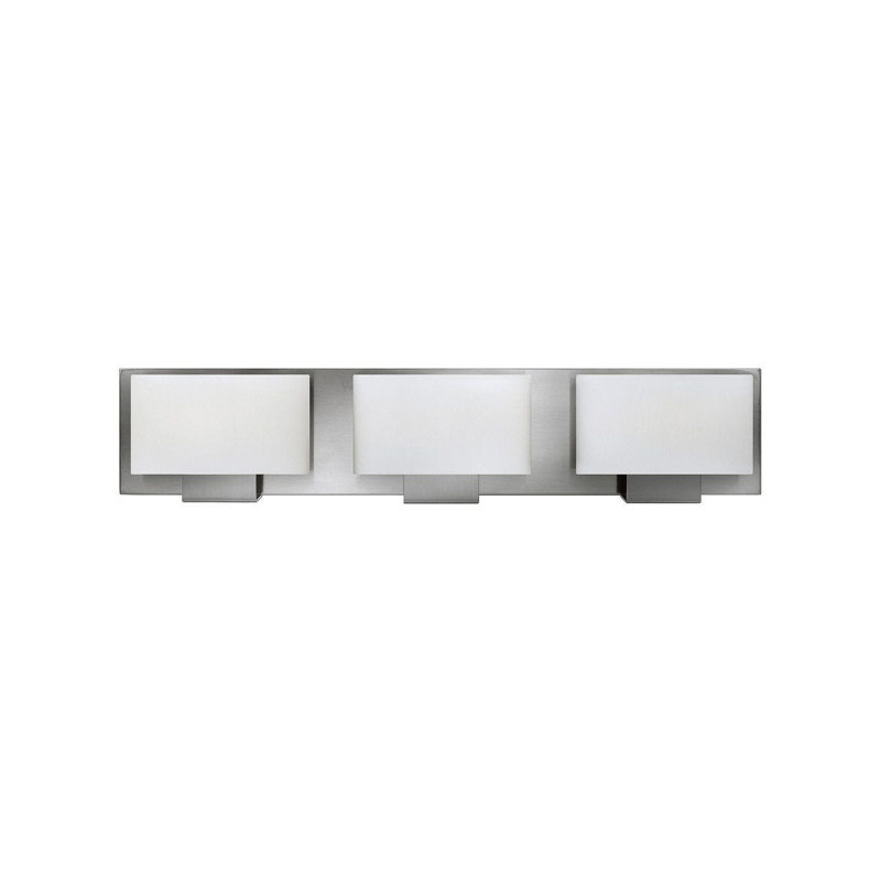 Mila Three-Light Bath Vanity Fixture, Brushed Nickel, Halogen