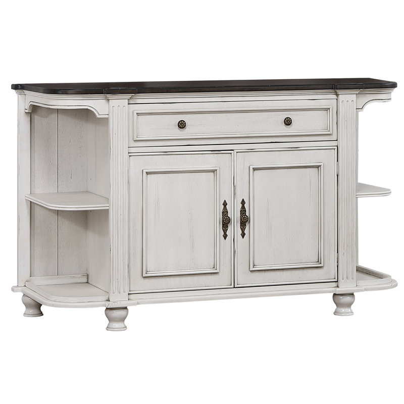 One Allium Way® Aggappora Sideboard With Storage Cabinet And Drawer | Two-Tone Antique White & Walnut Brown Wood | Dining Room, Kitchen Buffet Server