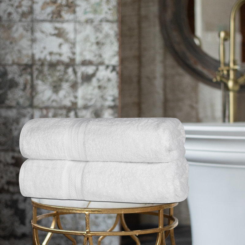 Drap de bain en coton peigné Glenlee, Blanc